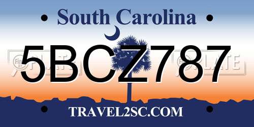 5BCZ787 South Carolina License Plate
