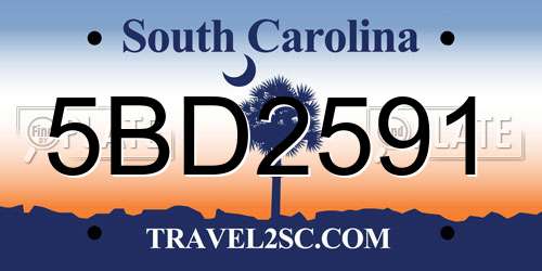 5BD2591 South Carolina License Plate