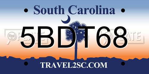 5BDT68 South Carolina License Plate