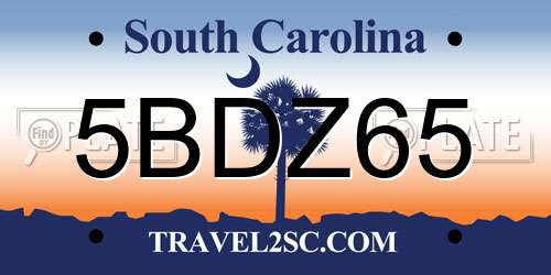 5BDZ65 South Carolina License Plate