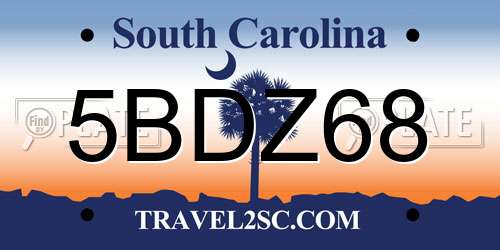 5BDZ68 South Carolina License Plate