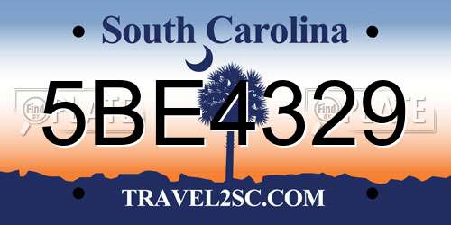 5BE4329 South Carolina License Plate
