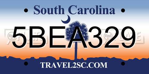 5BEA329 South Carolina License Plate
