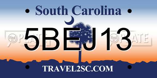 5BEJ13 South Carolina License Plate