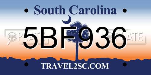 5BF936 South Carolina License Plate