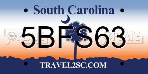 5BFS63 South Carolina License Plate