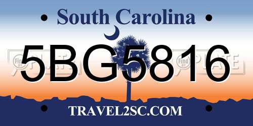 5BG5816 South Carolina License Plate