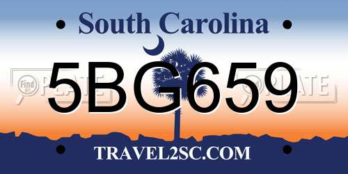 5BG659 South Carolina License Plate