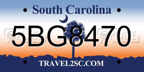 5BG8470 South Carolina License Plate
