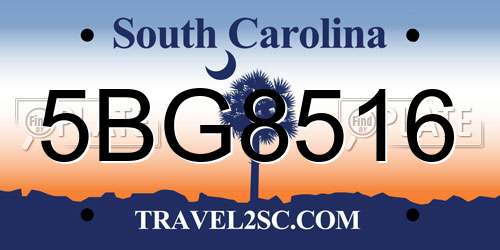 5BG8516 South Carolina License Plate