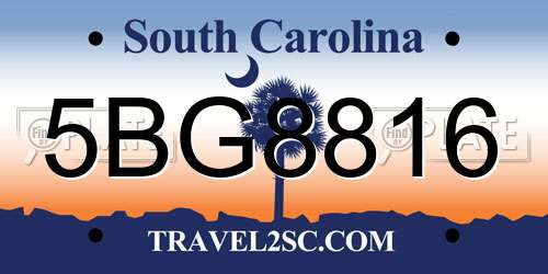 5BG8816 South Carolina License Plate