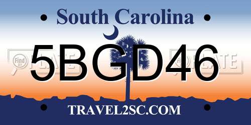 5BGD46 South Carolina License Plate