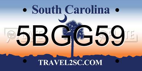 5BGG59 South Carolina License Plate