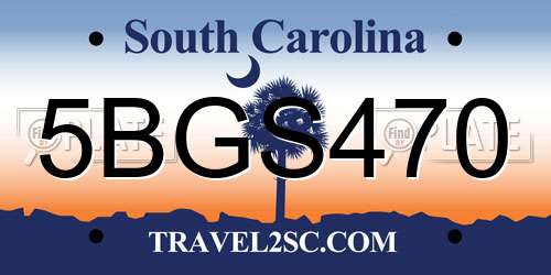 5BGS470 South Carolina License Plate