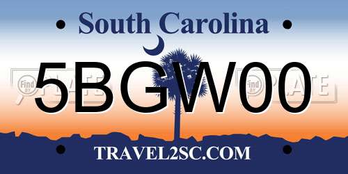 5BGW00 South Carolina License Plate