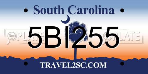 5BI255 South Carolina License Plate