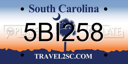 5BI258 South Carolina License Plate