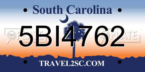 5BI4762 South Carolina License Plate