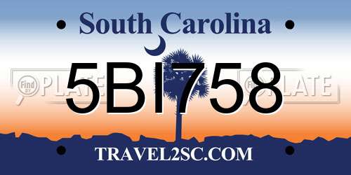 5BI758 South Carolina License Plate