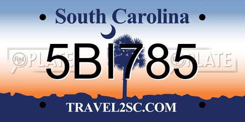 5BI785 South Carolina License Plate