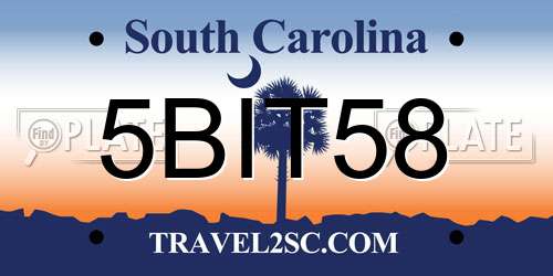 5BIT58 South Carolina License Plate