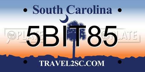 5BIT85 South Carolina License Plate