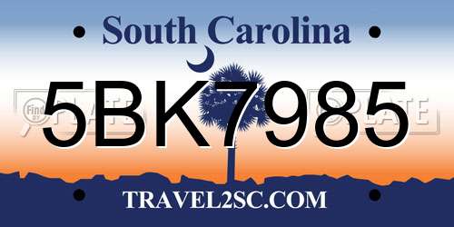 5BK7985 South Carolina License Plate
