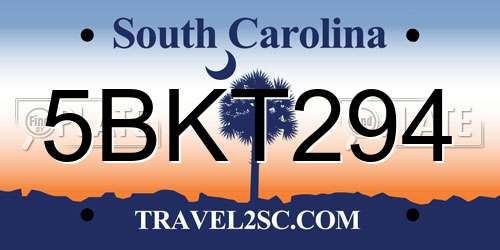 5BKT294 South Carolina License Plate