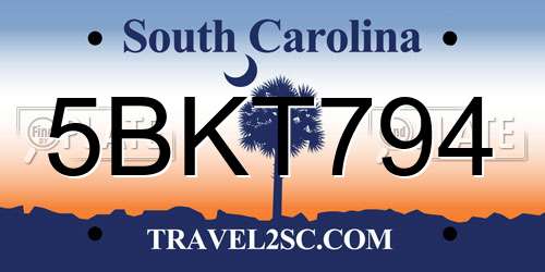5BKT794 South Carolina License Plate