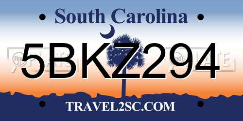 5BKZ294 South Carolina License Plate