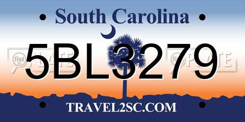 5BL3279 South Carolina License Plate