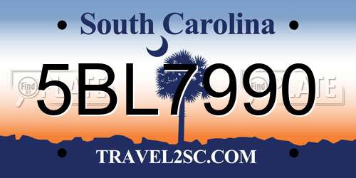 5BL7990 South Carolina License Plate