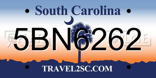 5BN6262 South Carolina License Plate