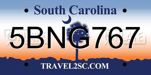 5BNG767 South Carolina License Plate