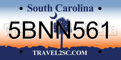 5BNN561 South Carolina License Plate