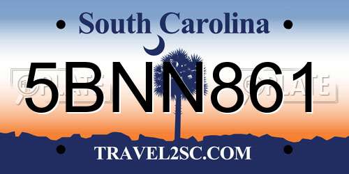 5BNN861 South Carolina License Plate