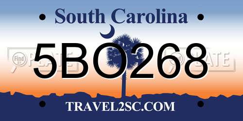 5BO268 South Carolina License Plate