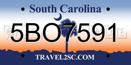 5BO7591 South Carolina License Plate