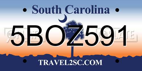 5BOZ591 South Carolina License Plate
