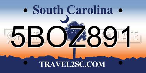 5BOZ891 South Carolina License Plate