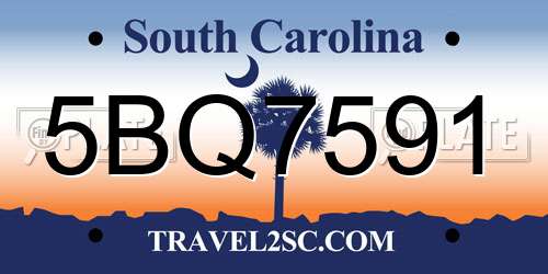 5BQ7591 South Carolina License Plate