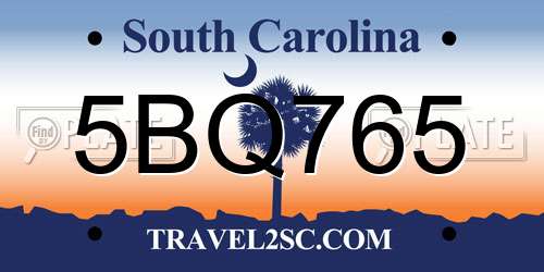 5BQ765 South Carolina License Plate