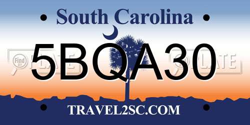 5BQA30 South Carolina License Plate