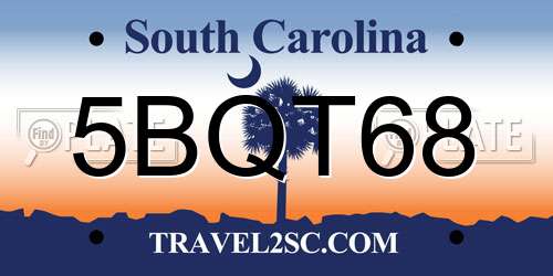 5BQT68 South Carolina License Plate