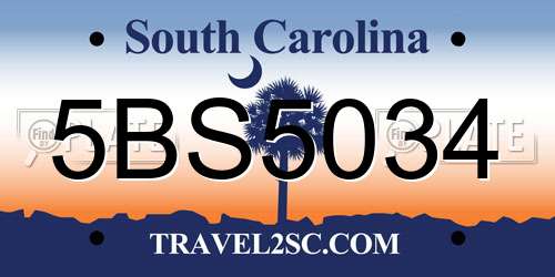 5BS5034 South Carolina License Plate