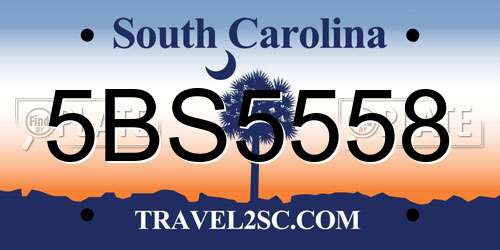 5BS5558 South Carolina License Plate