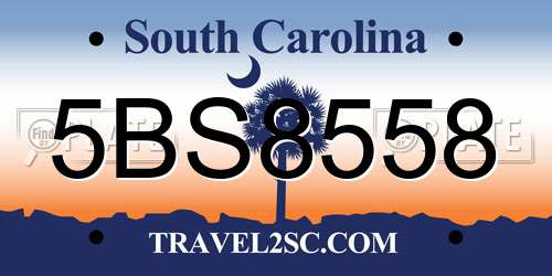 5BS8558 South Carolina License Plate