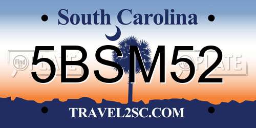 5BSM52 South Carolina License Plate