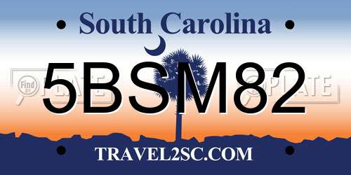 5BSM82 South Carolina License Plate