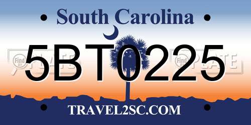 5BT0225 South Carolina License Plate